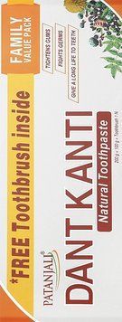 Зубна паста "Натуральна" Patanjali Dant Kanti Natural ToothPaste + зубна щітка 01192 фото