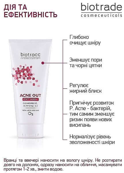 Гель &laquo;Кисневе вмивання&raquo; для жирної та проблемної шкіри Biotrade Acne Out Oxy Wash Cleansing Gel For Face 4972 фото