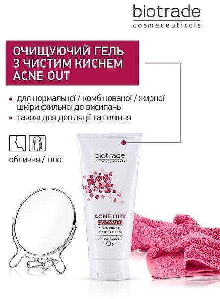 Гель &laquo;Кисневе вмивання&raquo; для жирної та проблемної шкіри Biotrade Acne Out Oxy Wash Cleansing Gel For Face 4972 фото
