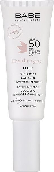 Сонцезахисний флюїд з ANTI-AGE ефектом SPF 50 з коллагеном і пептидами Babe Laboratorios Healthy Aging Anti-Age 01068 фото