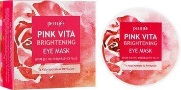 Освітлювальні патчі під очі на основі есенції рожевої води Petitfee Pink Vita Brightening Eye Mask 0201 фото