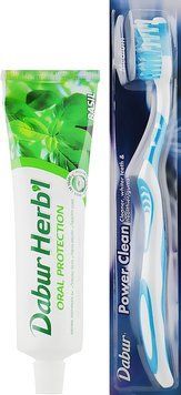 Зубна паста &laquo;Базилік&raquo; Dabur Herbl Basil Natural Toothpaste + зубна щітка 108 фото