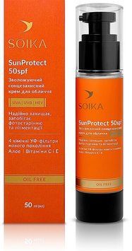 Крем для обличчя сонцезахисний зволожуючий з SPF 50 Soika SunProtect 00782 фото