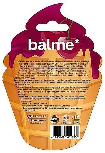 Бальзам для губ "Вишневий пломбір" Balme Cherry Ice Cream 01238 фото