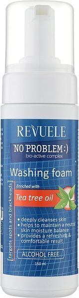 Пінка проти прищів і чорних цяток з олією чайного дерева Revuele No Problem Washing Foam With Tea Tree Oil 9465 фото
