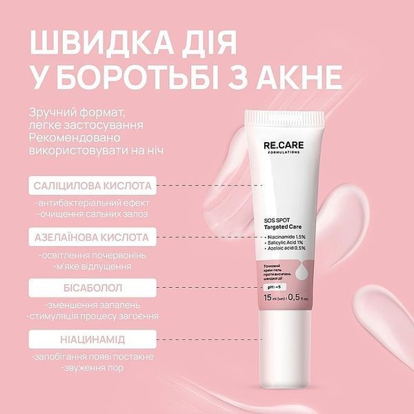Точковий крем-гель проти висипань швидкої дії Re.Care SOS Spot Targeted Care 01096 фото