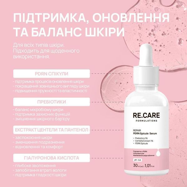 Сироватка з PDRN та пептидам для обличчя Re.Care Peptide Glow Skin Serum 01335 фото