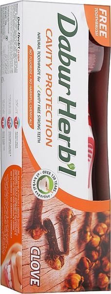 Зубна паста &laquo;Гвоздика&raquo; Dabur Herbl Clove Natural Toothpaste + зубна щітка 101 фото