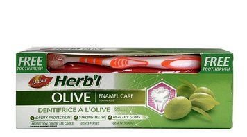 Зубна паста "Олива" Dabur Herbl Olive Natural Toothpaste + зубна щітка 105 фото