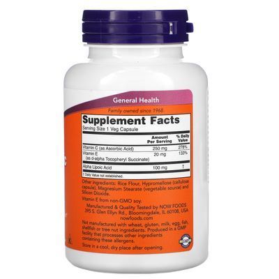 Альфа-ліпоєва кислота / Alpha Lipoic Acid, Now Foods, 100 мг 8845 фото